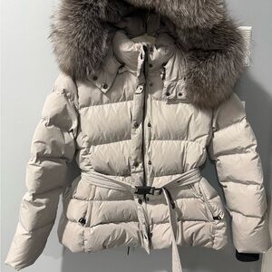 Pamplemousse Kids’ Down Puffer Jacket with Removable Fur Hood – Size 12/14